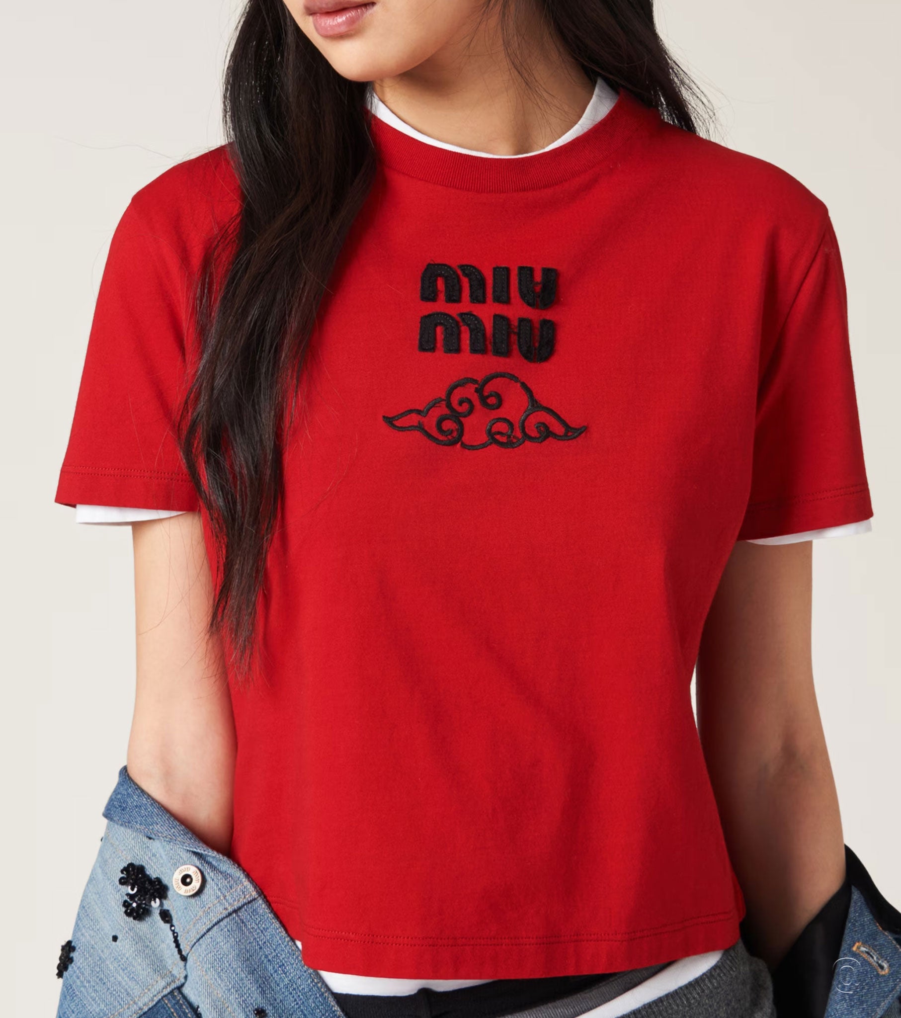 Cloud Logo Cropped T-shirt MIU5007